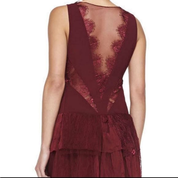 FREE PEOPLE DOVE LACE PANEL CROCHET  DRESS RICH BERRY - Picture 5 of 17
